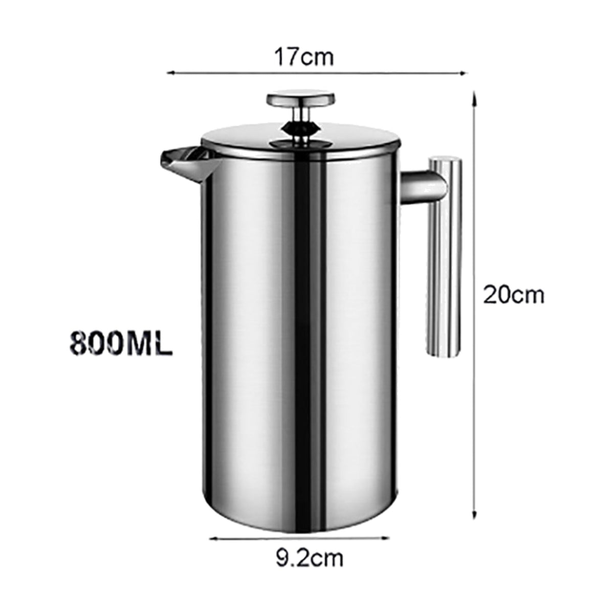 Stainless Steel French Press for Rich Coffee Flavor in 800ml