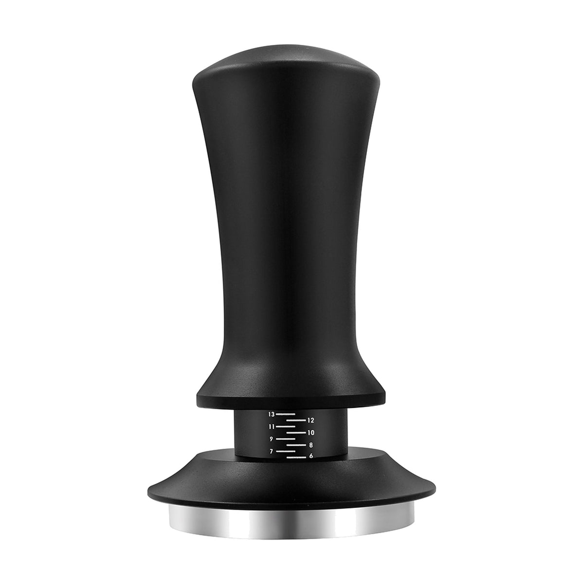 Precision Coffee Tamper with Adjustable Scale in black